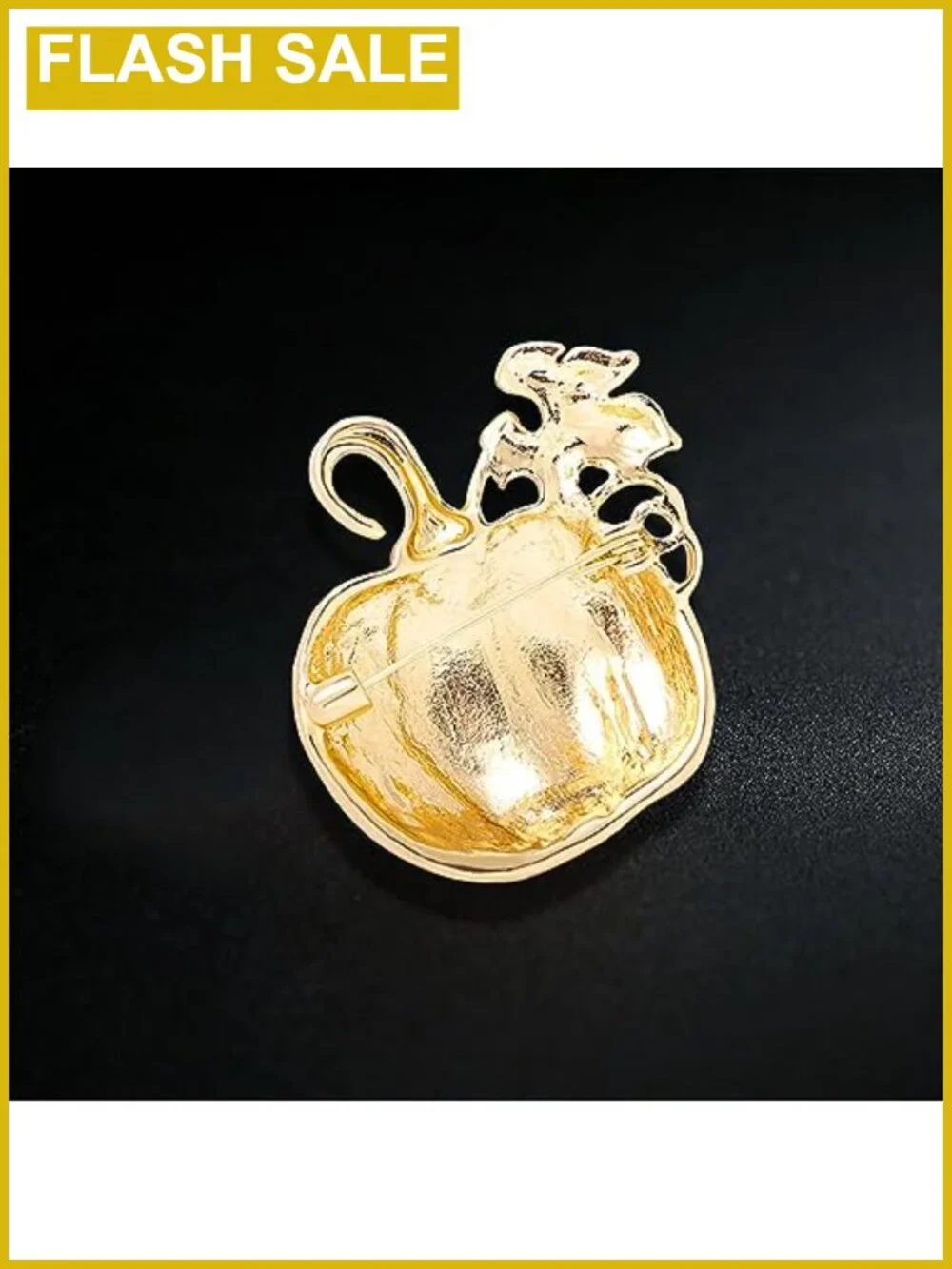 Rhinestone Pumpkin Brooch Pin Gold-Tone Enamel Halloween Fall Lapel Pin